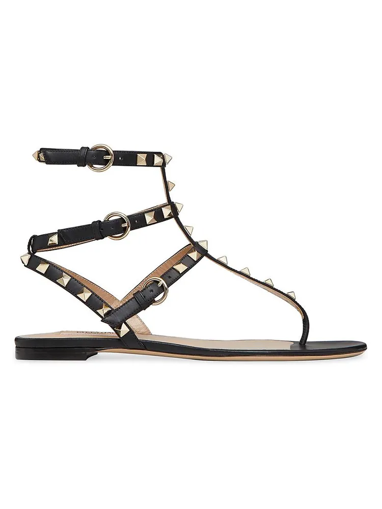 Rockstud Calfskin Flat Flip-Flop Sandals