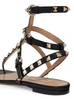 Rockstud Calfskin Flat Flip-Flop Sandals