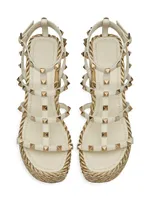 Rockstud Calfskin Wedge Sandals With Straps 95 MM