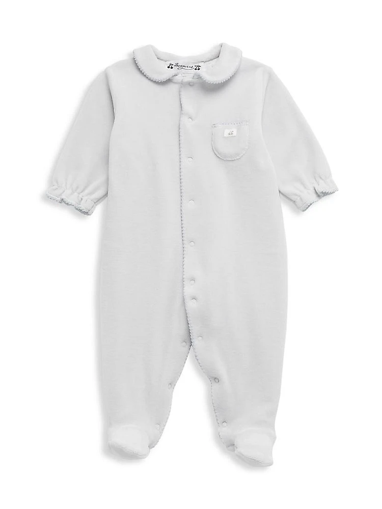 Baby Girl's Collared Velour Footie