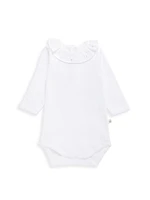 Baby Girl's Cherry Embroidered Ruffle-Trim Bodysuit