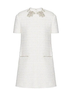 Embroidered Glaze Tweed Short Dress