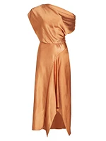 Jasmine Draped Satin Midi-Dress