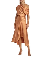 Jasmine Draped Satin Midi-Dress