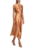 Jasmine Draped Satin Midi-Dress