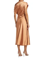 Jasmine Draped Satin Midi-Dress