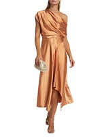 Jasmine Draped Satin Midi-Dress