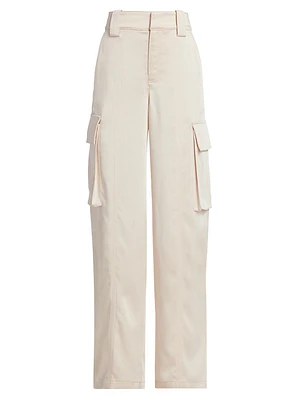 Bryan Wide-Leg Satin Cargo Pants