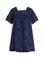 Little Girl's & Tonal Chainstitch Embroidered Dress