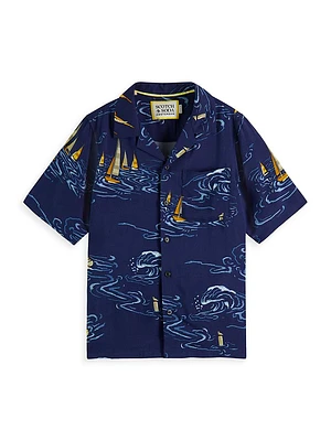 Little Boy's & Sailboat Wave Short-Sleeve Shirt