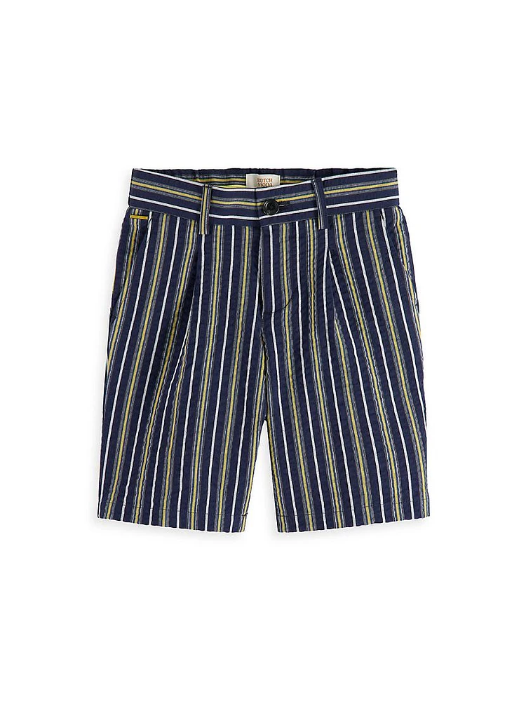 Little Boy's & Long Yarn-Dyed Striped Seersucker Shorts