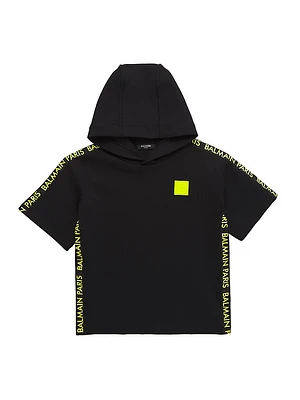 Little Boy's & Logo Tape Short-Sleeve Hoodie