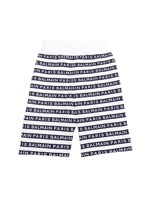 Little Boy's & Logo Striped French Terry Shorts