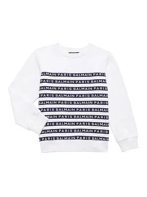 Little Kid's & Striped Logo Sweatshirt