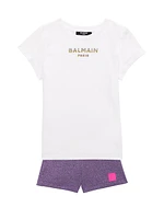 Little Girl's & Metallic Logo T-Shirt