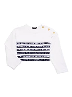 Little Girl's & Logo Stripe Crop Sweatshirt