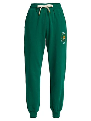 Embroidered Cotton-Fleece Sweatpants