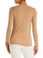 Washable Cashmere Long Sleeve Crewneck Sweater