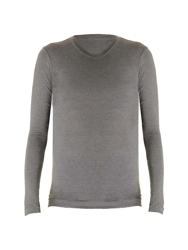 Washable Cashmere Long Sleeve Crewneck Sweater