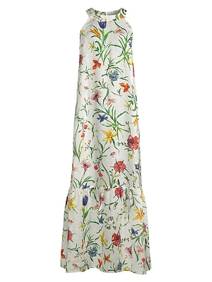 Linen Floral Maxi Dress