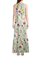 Linen Floral Maxi Dress