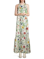 Linen Floral Maxi Dress