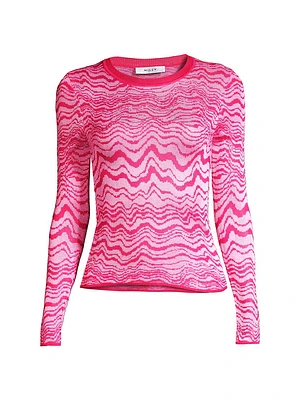 Wavy Jacquard Crewneck Sweater