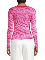 Wavy Jacquard Crewneck Sweater