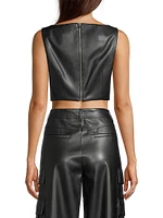 Nickie Vegan Leather Crop Top