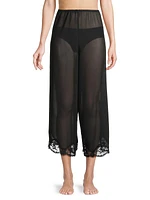 Harley Sheer Lace-Trimmed Cropped Pants