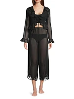 Harley Sheer Lace-Trimmed Cropped Pants