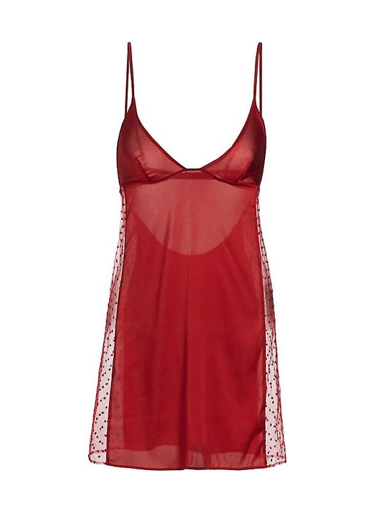 Merci Silk Swiss-Dot Slip Dress