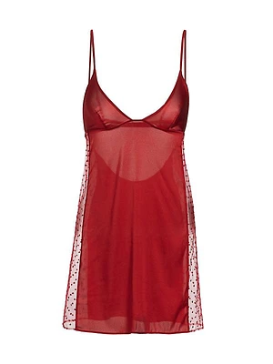 Merci Silk Swiss-Dot Slip Dress