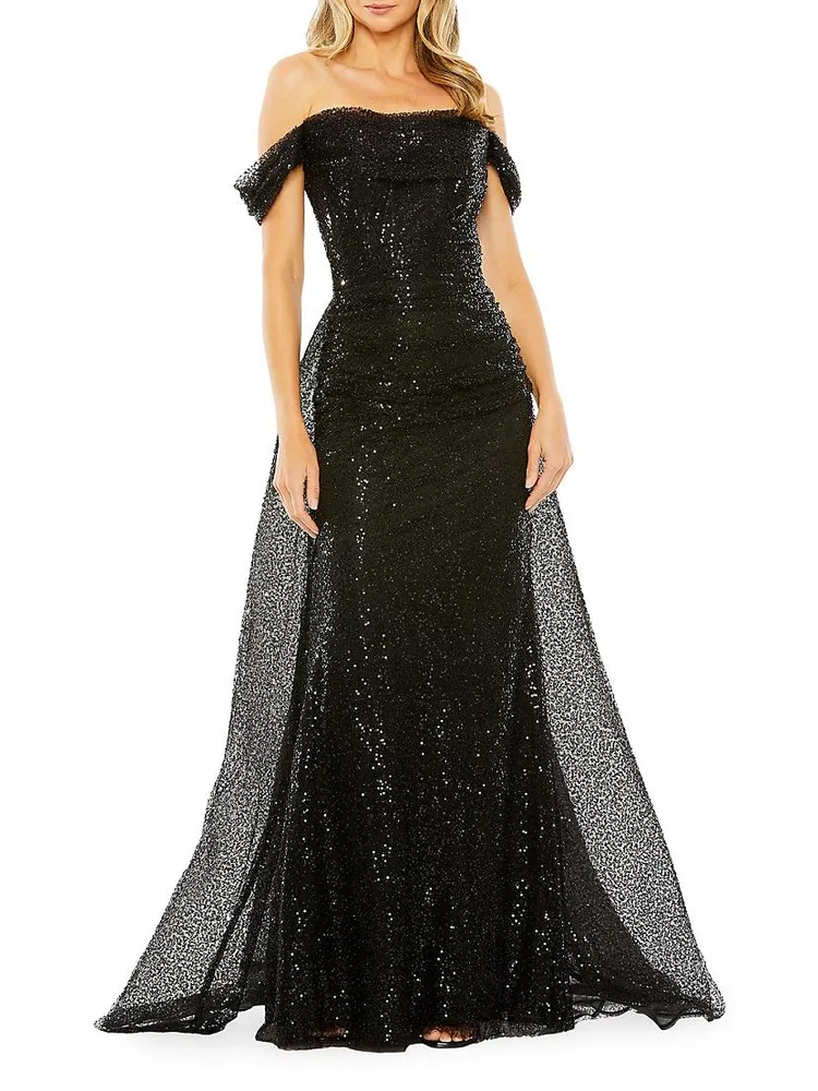 Sequined Off-The-Shoulder Gown