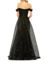 Sequined Off-The-Shoulder Gown