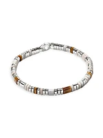 Colorblock Sterling Silver, Tiger's Eye, Howlite & Enamel Bracelet