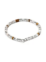 Colorblock Sterling Silver, Tiger's Eye, Howlite & Enamel Bracelet