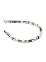 Colorblock Sterling Silver, Tiger's Eye, Howlite & Enamel Bracelet