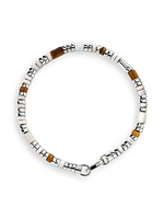 Colorblock Sterling Silver, Tiger's Eye, Howlite & Enamel Bracelet