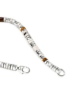 Colorblock Sterling Silver, Tiger's Eye, Howlite & Enamel Bracelet