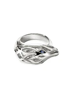 Naga Dragon Sterling Silver & Blue Sapphire Ring