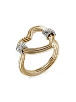 Bamboo 14K Yellow Gold & 0.15 TCW Diamond Heart Ring