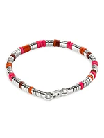 Colorblock Sterling Silver, Red Jasper & Enamel Bracelet