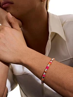 Colorblock Sterling Silver, Red Jasper & Enamel Bracelet