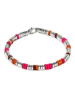 Colorblock Sterling Silver, Red Jasper & Enamel Bracelet