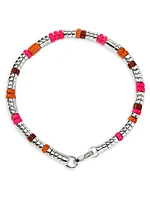 Colorblock Sterling Silver, Red Jasper & Enamel Bracelet