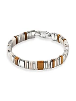 Classic Chain Sterling Silver & Mixed-Media Colorblocked Beaded Bracelet