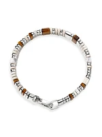 Classic Chain Sterling Silver & Mixed-Media Colorblocked Beaded Bracelet