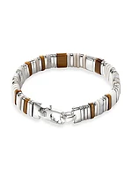 Classic Chain Sterling Silver & Mixed-Media Colorblocked Beaded Bracelet