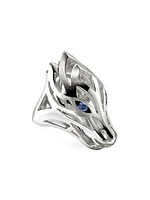 Naga Dragon Sterling Silver & Blue Sapphire Saddle Ring